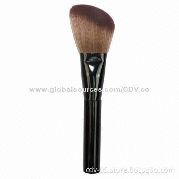 Makeup powder brush, made of plastic handle and double color synthetic hair